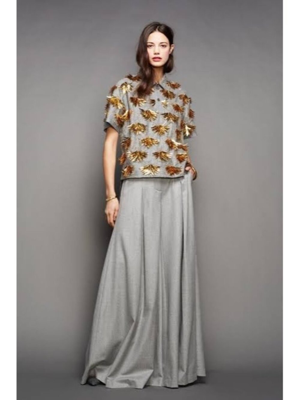 NWT J.Crew Collection Wool Flannel Long Maxi Skirt in Heather Graphite 00